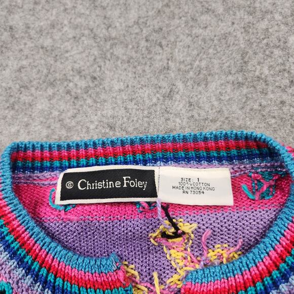 VTG Christine Foley Womens Size 1 Noah's Ark Animal AOP Knit Cardigan Sweater - Picture 6 of 12